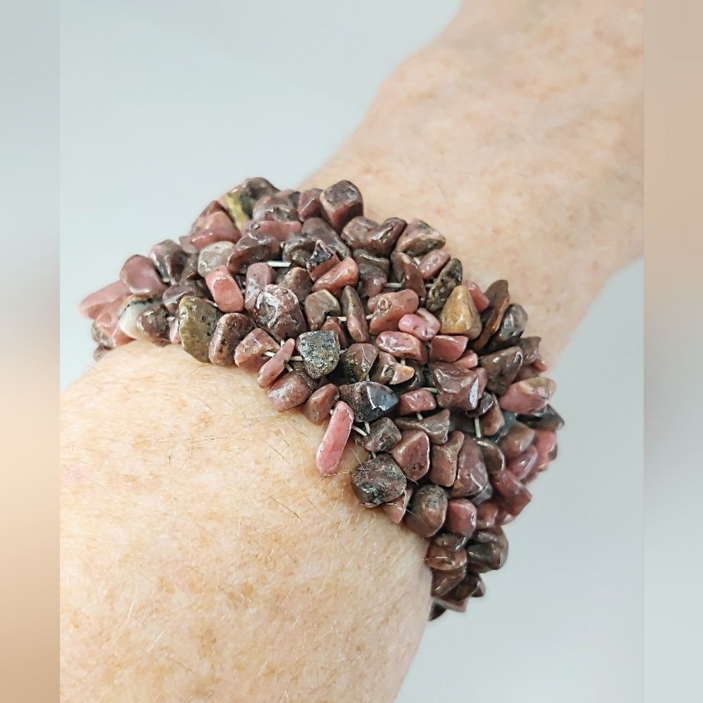 Rhodonite Chip Stretch Bangle - image 2
